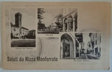 NIZZA MONFERRATO SALUTI DA VEDUTINE F/P ANIMATA VIAG. 1949 VEDI...
