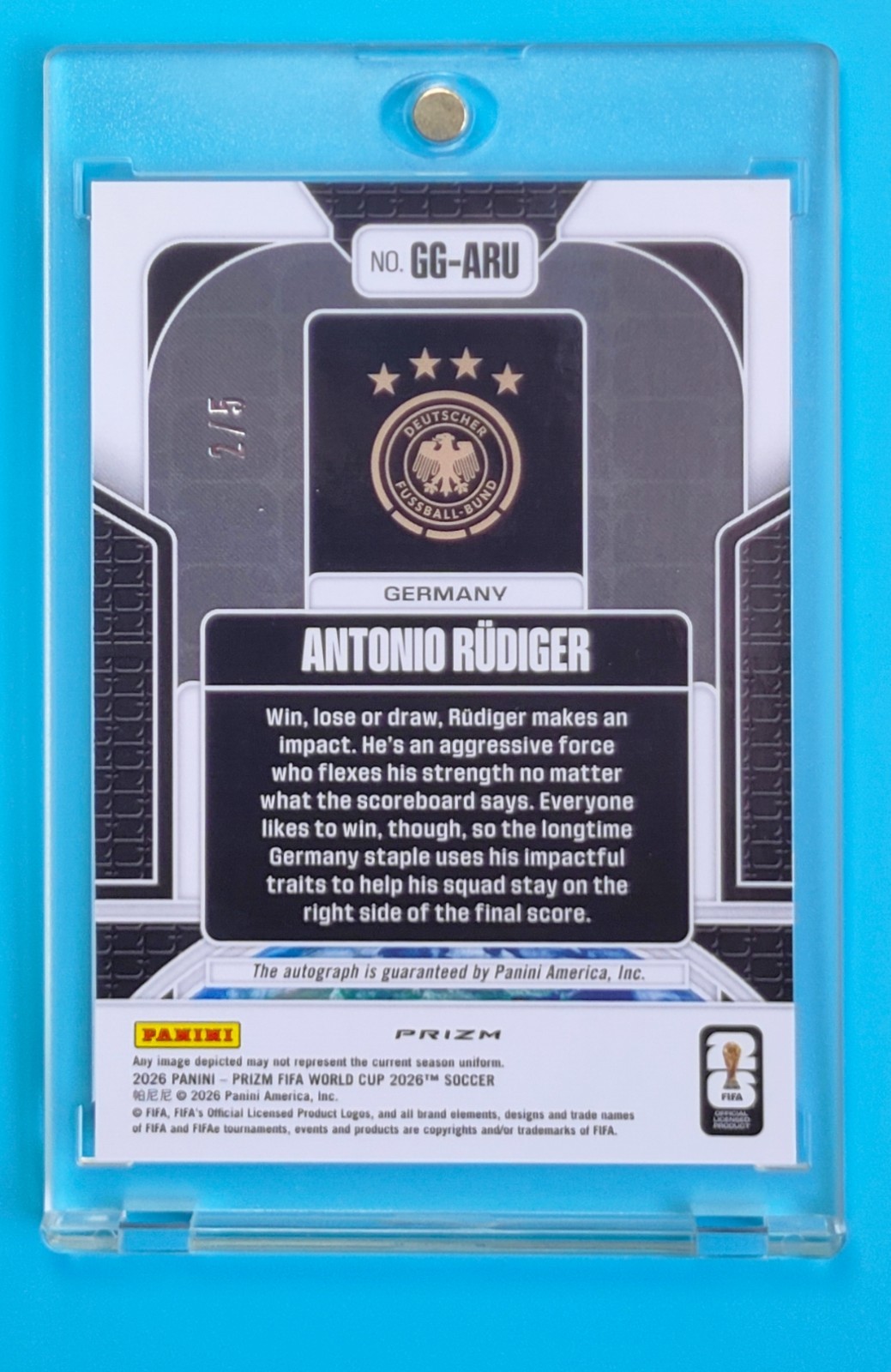 2026 Prizm Fifa World cup Germany Antonio Rüdiger Auto 2/5 jersey number ≈1/1 view 2