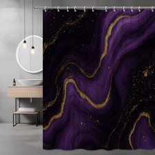 Luxurious Purple and Gold Shower Curtain for Elegant Bathroom Decor