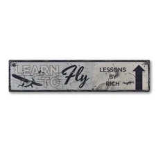 Airplane Decor, Aviation, Pilot, Learn - Rustic Distressed Wood Sign
