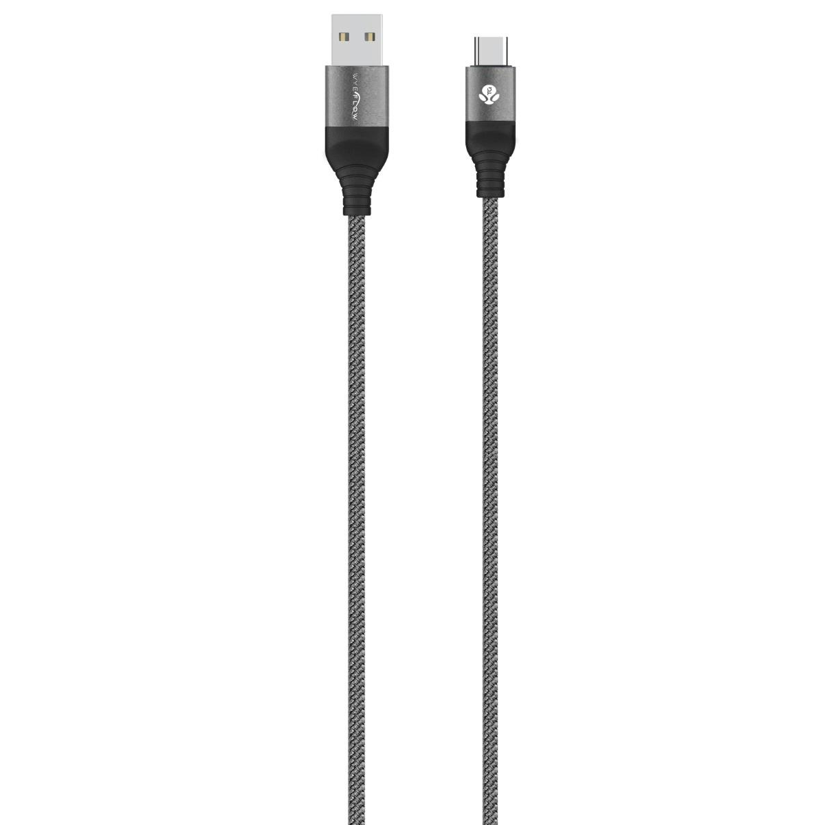 Wyeflow Aluminum Alloy Braided Usb-A To Usb-C Charging And Syncing Cable 2M Grey - Image 2