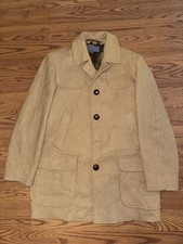Rare PENDLETON USA made 70s 80s wool coat camel western covered buttons 40 FLAW