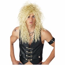 Headbanger Blonde 80s Heavy Metal Rock Men Costume Wig