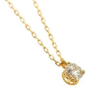 agete diamond 010ct Necklace 45cm K18 YG yellow gold 750 VLP