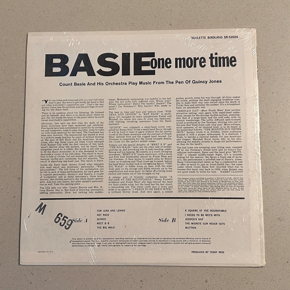 COUNT BASIE, QUINCY JONES "One More Time" Vinyl LP Roulette Birdland JAZZ - Image 2 of 4