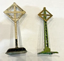 PreWar Model RR Crossing Warning Signs X2 Bing made in Germany & Lionel