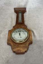 ANTIQUE WALNUT VENEERED HARRISON OPTICIANS WALL BANJO BAROMETER