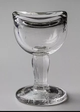 1917 John Bull Clear Glass Optical Eye Wash Cup US Patent Antique Medical