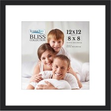 12X12 Picture Frame Black Display Pictures 8X8 with Mat or 12X12 without Mat for