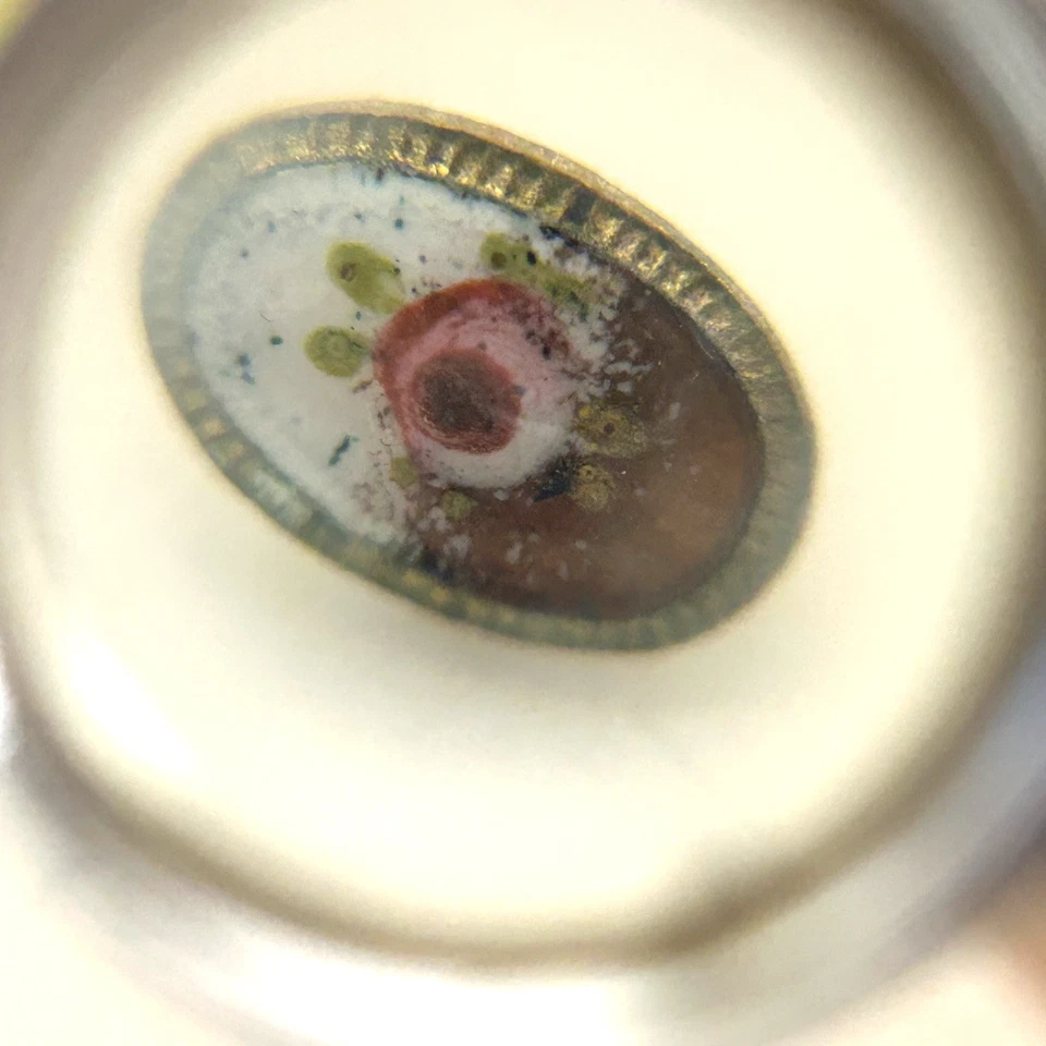 "Antiguos botones victorianos esmaltados a mano lote de 5 respaldos de latón florales 3/8""" Foto 4 de 4