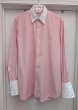 Turnbull  Asser French Cuff Dress Shirt Pink w White Contrast Collar Men's 15.5