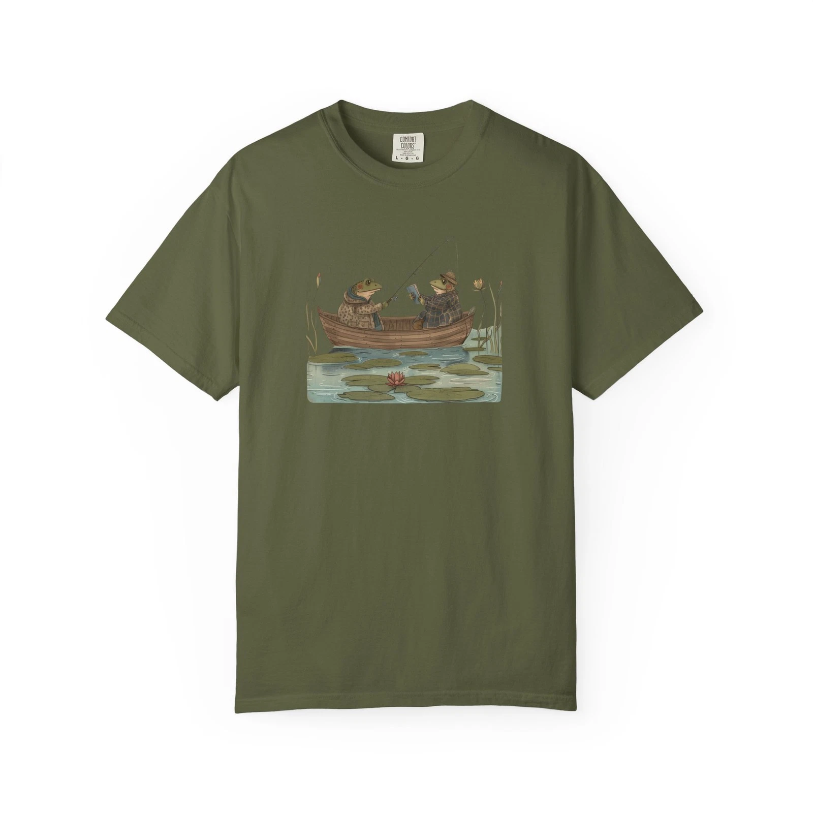 Frog Fishing Shirt Vintage Comfort Colors Graphic Tee Retro Toad Book Lovers
