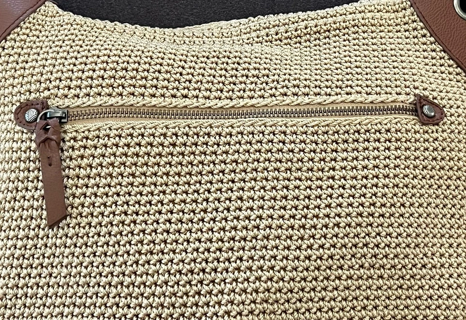 Bolso para mujer The SAK marrón claro ganchillo indio correa de cuero, detalles de metal hobo Foto 3 de 4