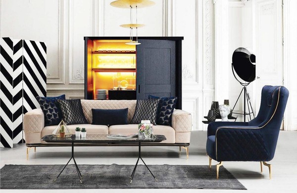Garnitur Sofagarnitur Sofa Sofas 3+1 Sitzer Sessel Stoff Holz Modern Polyester-image