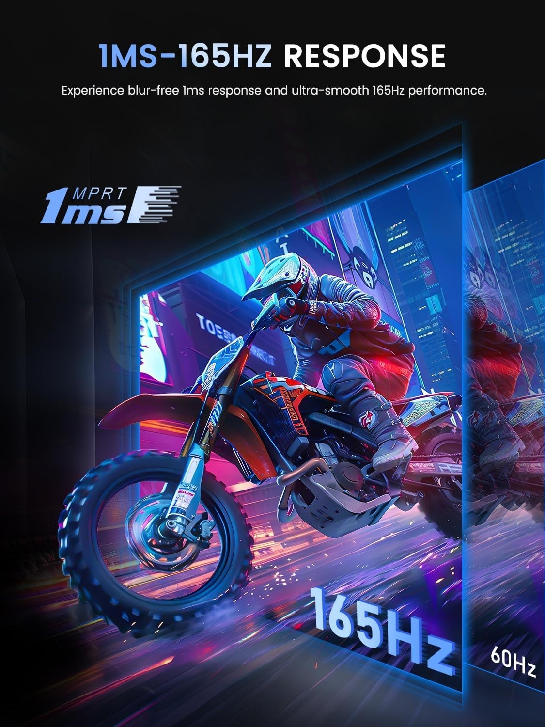 UPERFECT 24.5” Portable 2K Large Gaming Monitor Built-in 180° Adjustable Base