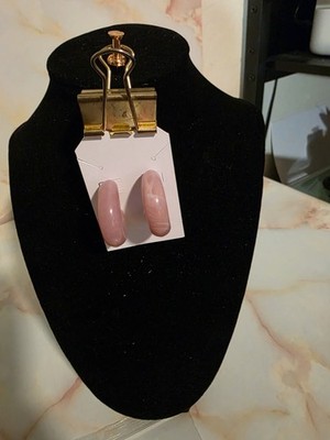 Pink Plastic Round Hoop Earrings Lobe Ear No Stone 0 Gemstones Fashion