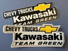 Lot 2 KAWASAKI & Chevy Trucks Races Motorcycle Racing RARE Promo Glossy STICKER