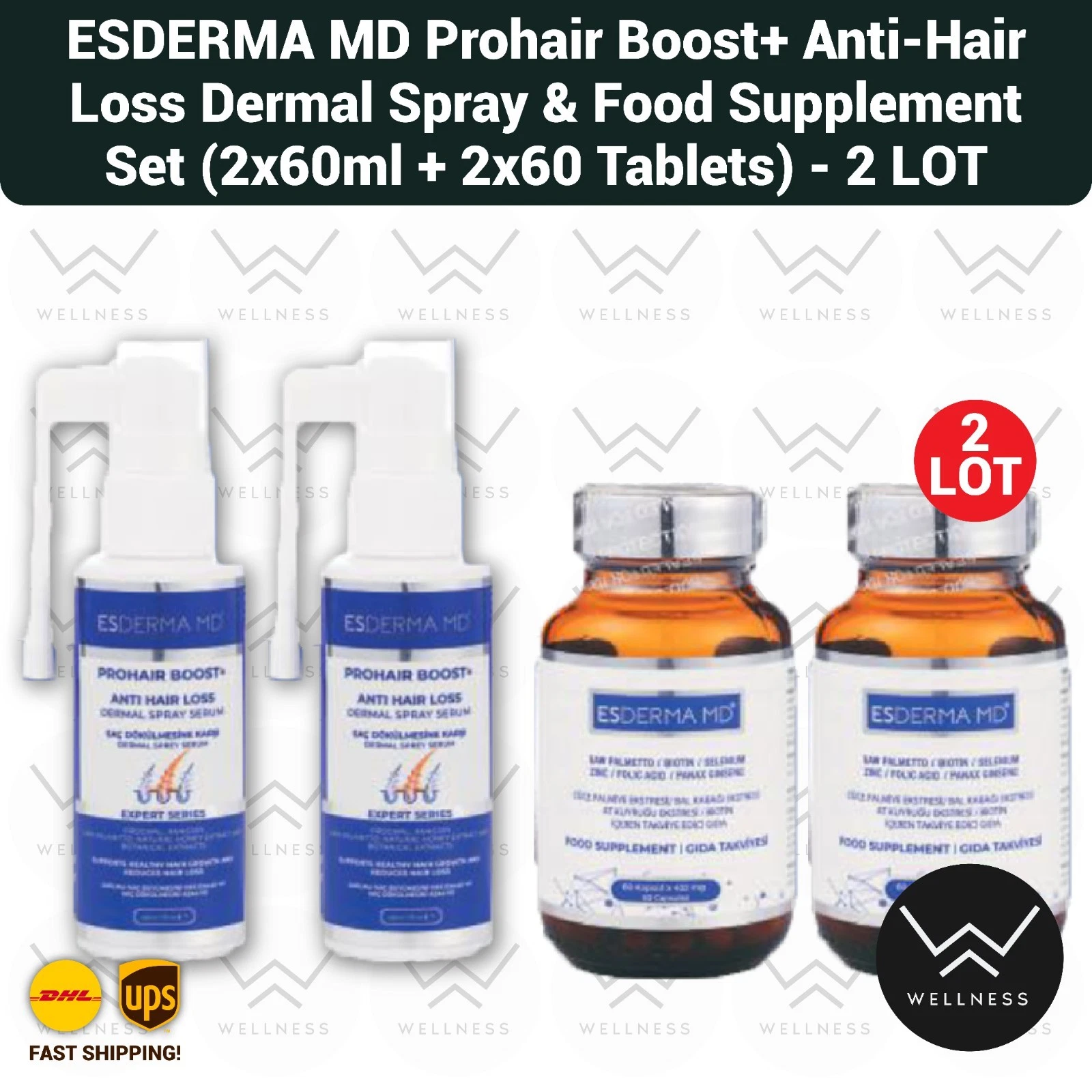 Esderma MD Prohair Boost+ Anti Hair Loss Spray Serum+ Hair Vitamin Set - 2LOT