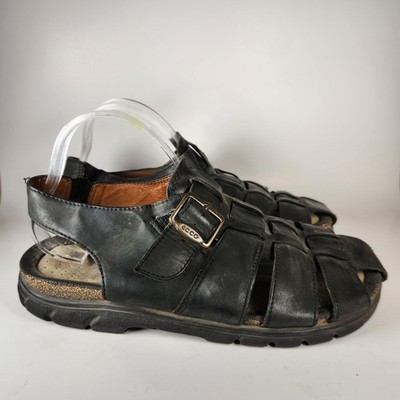 ECCO Men's Fisherman Sandal Size 11.5 EU 45 Black Leather Slingback Shoe