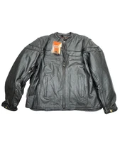 Black Vance Leather Jacket (Men's 3XL) with Conceal Carry Pocket