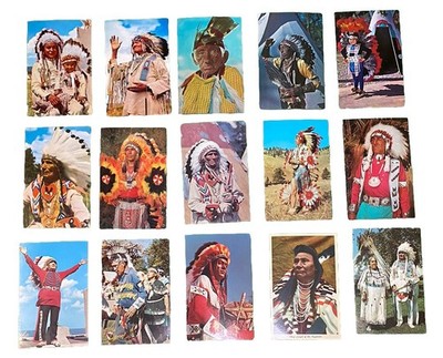 Collection lot of 25 Vintage Postcards ft. Native American Indian People