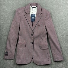 Gant Red White Navy Glen Check Blazer Jacket Size Uk 6 Eu 34 Us 4 New & Tags