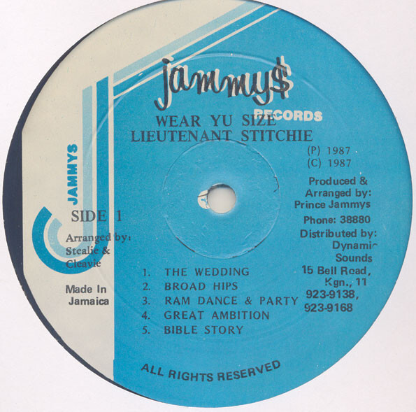 米CD Lieutenant Stitchie Wear Yu Size  DYCD3703 Jammys Records /00110 Lieutenant Stitchie - Wear Yu Size (LP, Album) 1987 Jammy's