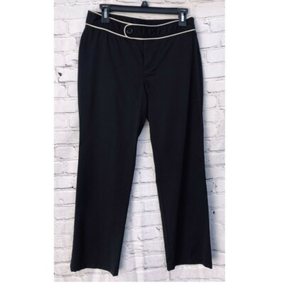 Mexx Black Pants Beige Trim Straight Leg Size 6
