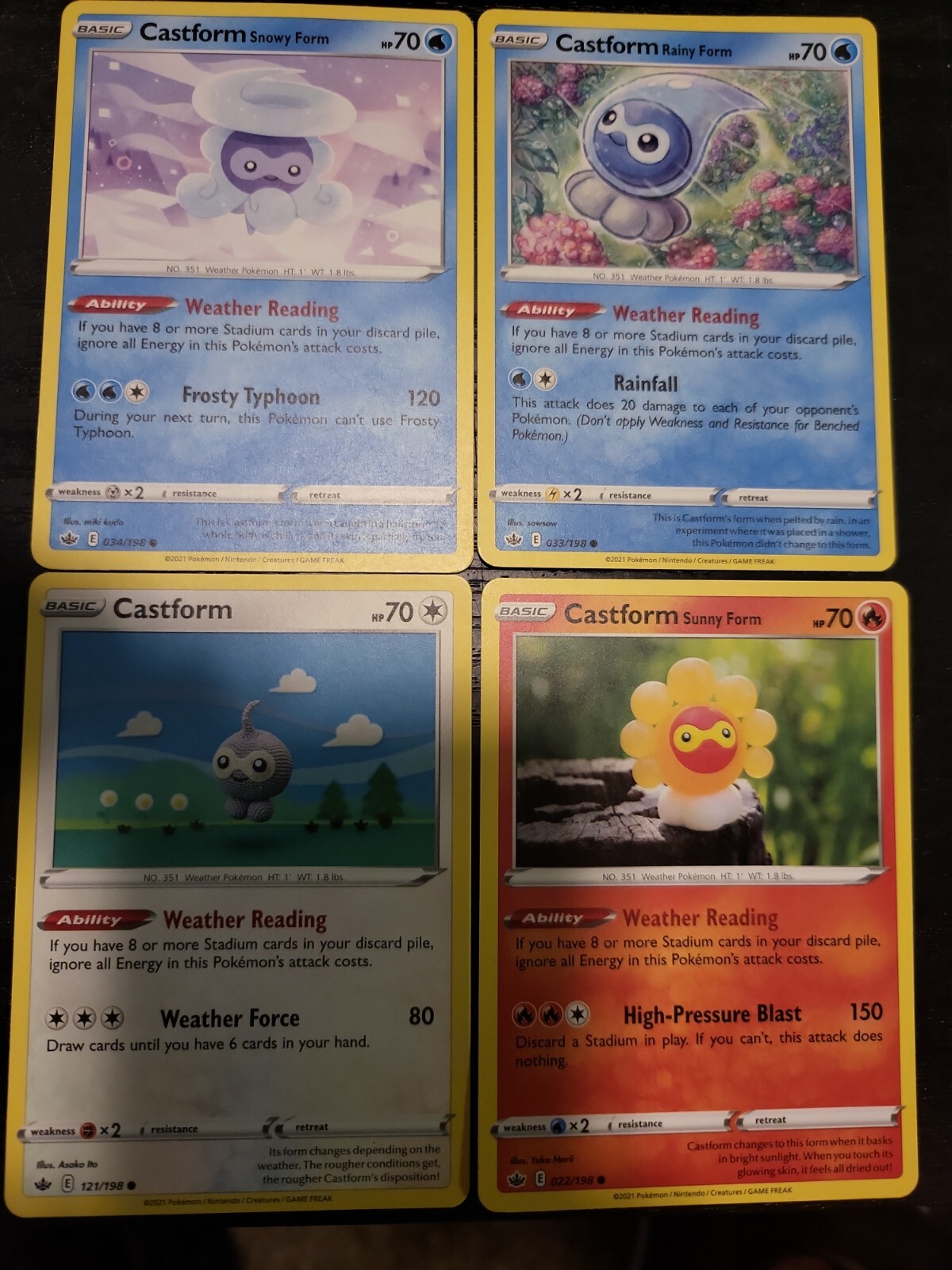 Chilling Reign NM Castform Full Set 1 Each Snowy Rainy Sunny All Forms Pokemon