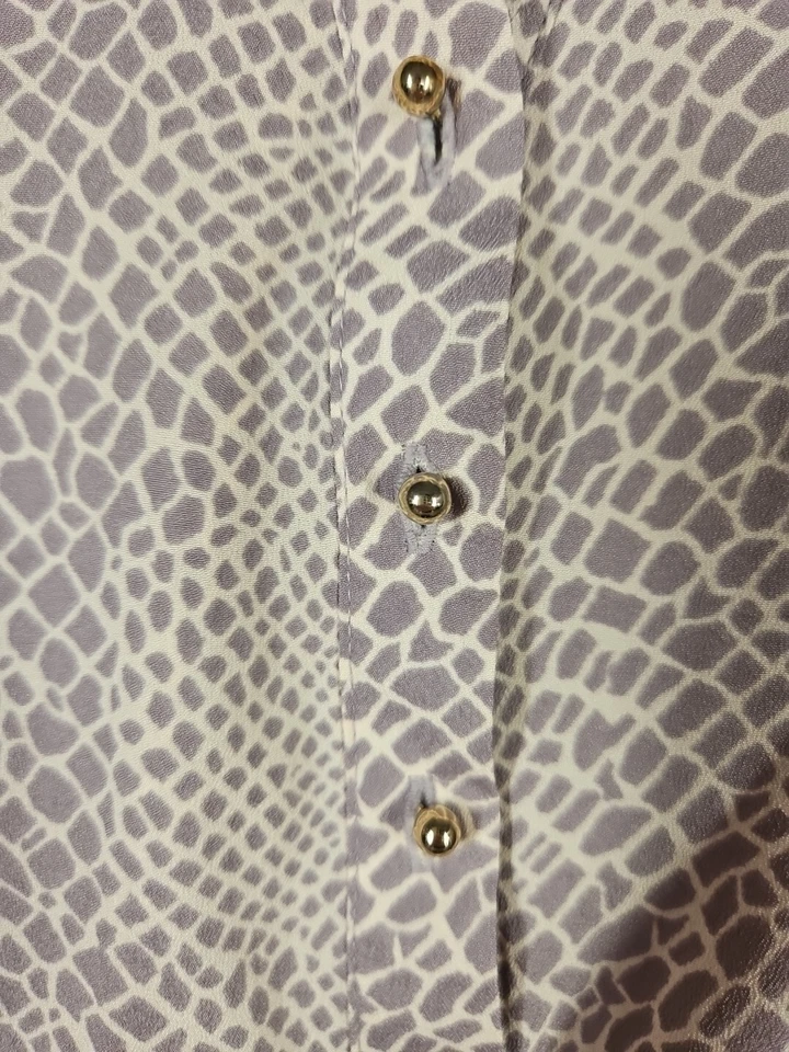 Violet Claire Women Sheer Blouse Long Sleeve Snakeprint Print Violet Ivory Sz 1X - Image 4 of 4