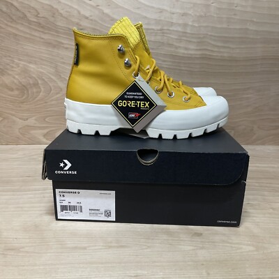 Converse CTAS Lugged Winter Hi Size 7.5 Womens Gold Olive Leather Gore-Tex Shoes