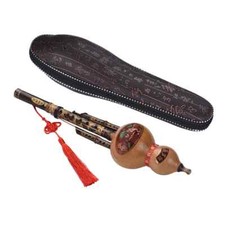 Handmade Black Bamboo Cucurbit Flute Ethnic Musical Instrument Key of C withCase