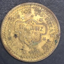 Showbiz Pizza Place "Play Value" Brass Token 25mm