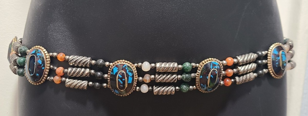 Multi Color Stone Belt Handmade Mixed Materials Chunky  display picture 1