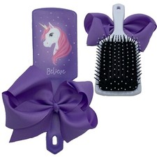 Cepillo de pelo unicornio morado moño de pelo para niñas set de regalo desenredante húmedo cepillo de paleta niño