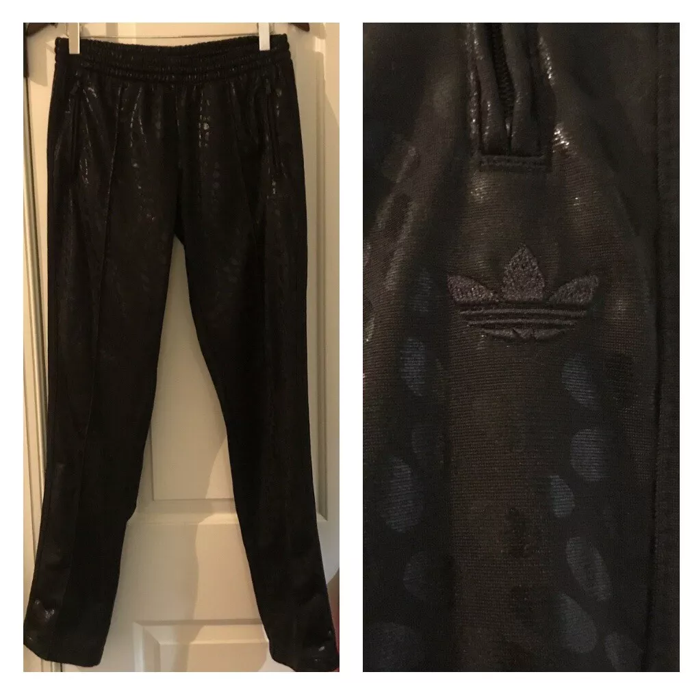 Adidas Originals Black Shiny Wet Track Pants Reptile Snakeskin Firebird M Women