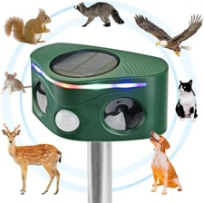 Ultrasonic Animal Repeller Solar Power Outdoor Pest Mice Deer Sensor Waterproof