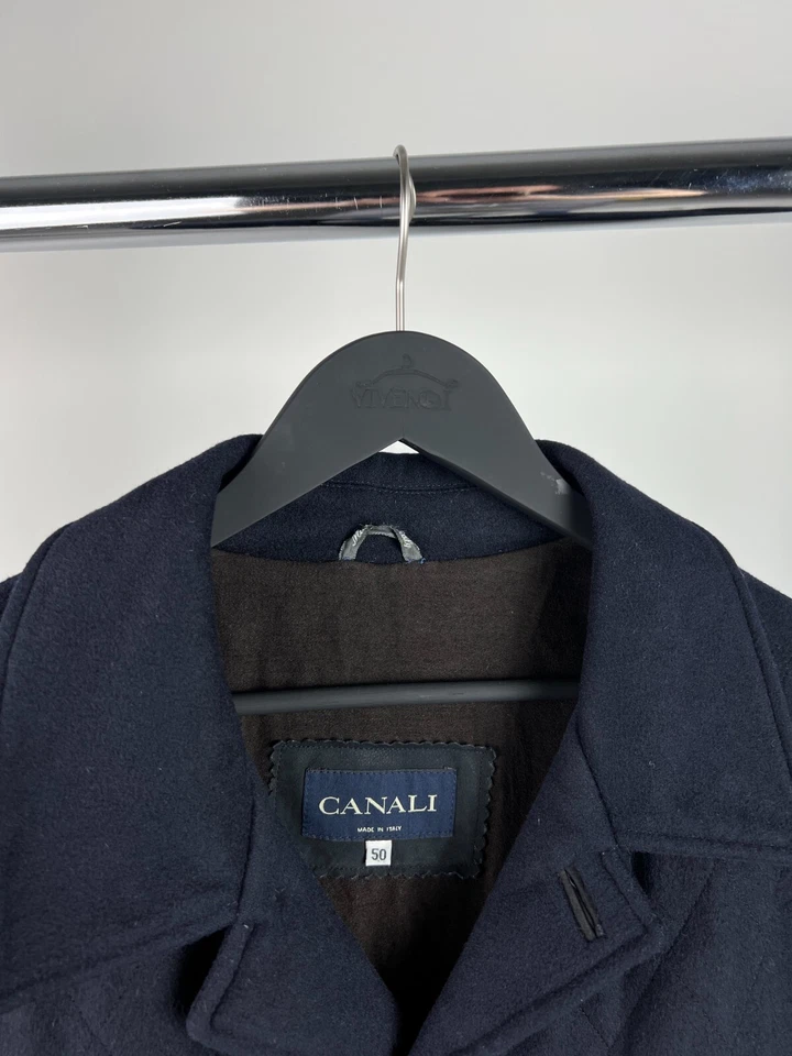 Canali Quilted Wool-Alpaca Coat – Size 50 (US40) – Made in Italy – Classic Navy - Image 3 of 4