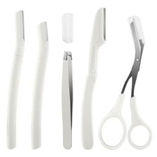 Eyebrow Razor Tip Tweezer 6 in 1 Eyebrow Kit, Tool Face Razors white