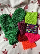 Women's Handmade Crochet Double Thickness Mittens With Various Color Choices