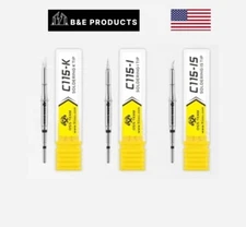 OSS T115 Solder Iron 3 Tip Set, C115 Pointed, Curved, and Knife 