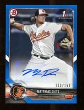 Matthias Dietz 2018 Bowman Prospect Autograph Blue Auto Orioles 46052