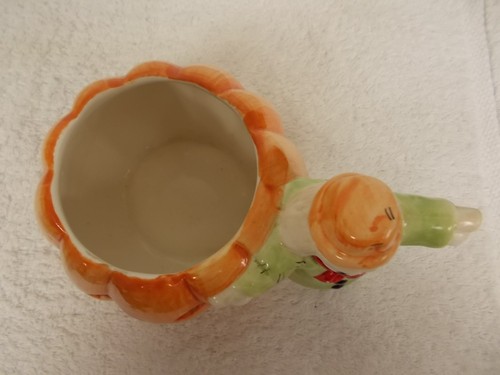 Scarecrow & Jack O Lantern Halloween Ceramic Planter Dish Bowl Candle Holder - Picture 4 of 5