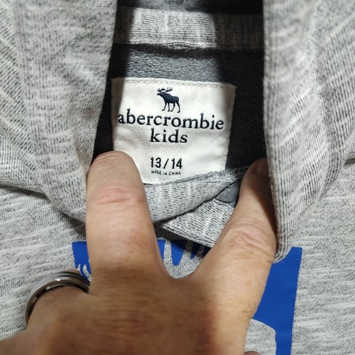 Abercrombie & Fitch Jacket Youth 13 14 Gray Hoodie Graphic Long Sleeve Unisex - Picture 9 of 10