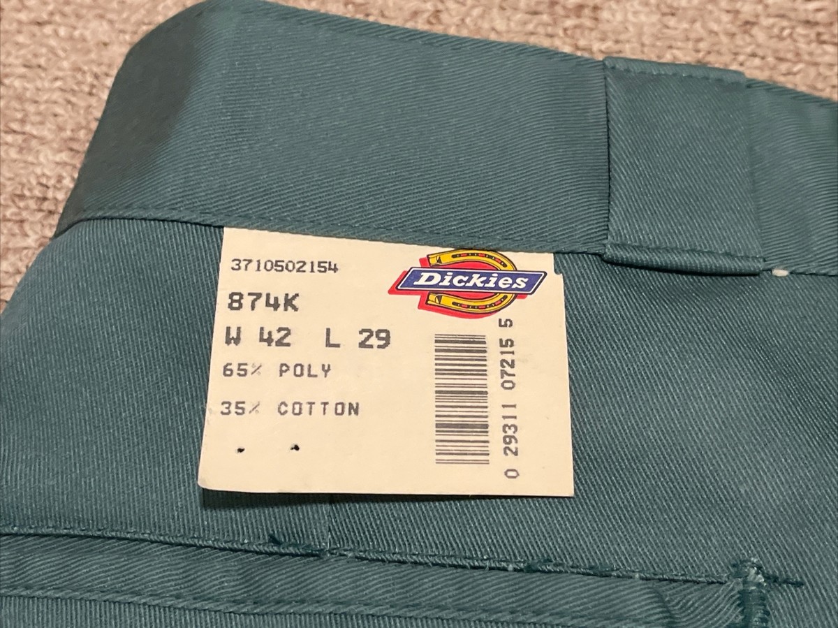 Vintage 80s 42x29 Dickies 874 Teal Plain Front Twill Pants USA