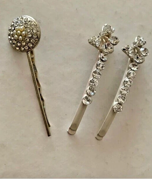 Fermaglio per capelli da donna con stelo decorato con strass di perle, mezzo fermaglio francese - Italia