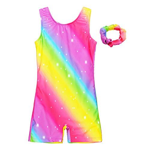 Leotards for Girls Gymnastics with Shorts Dance Biketards 8-9 Years Rainbow - Picture 2 of 4