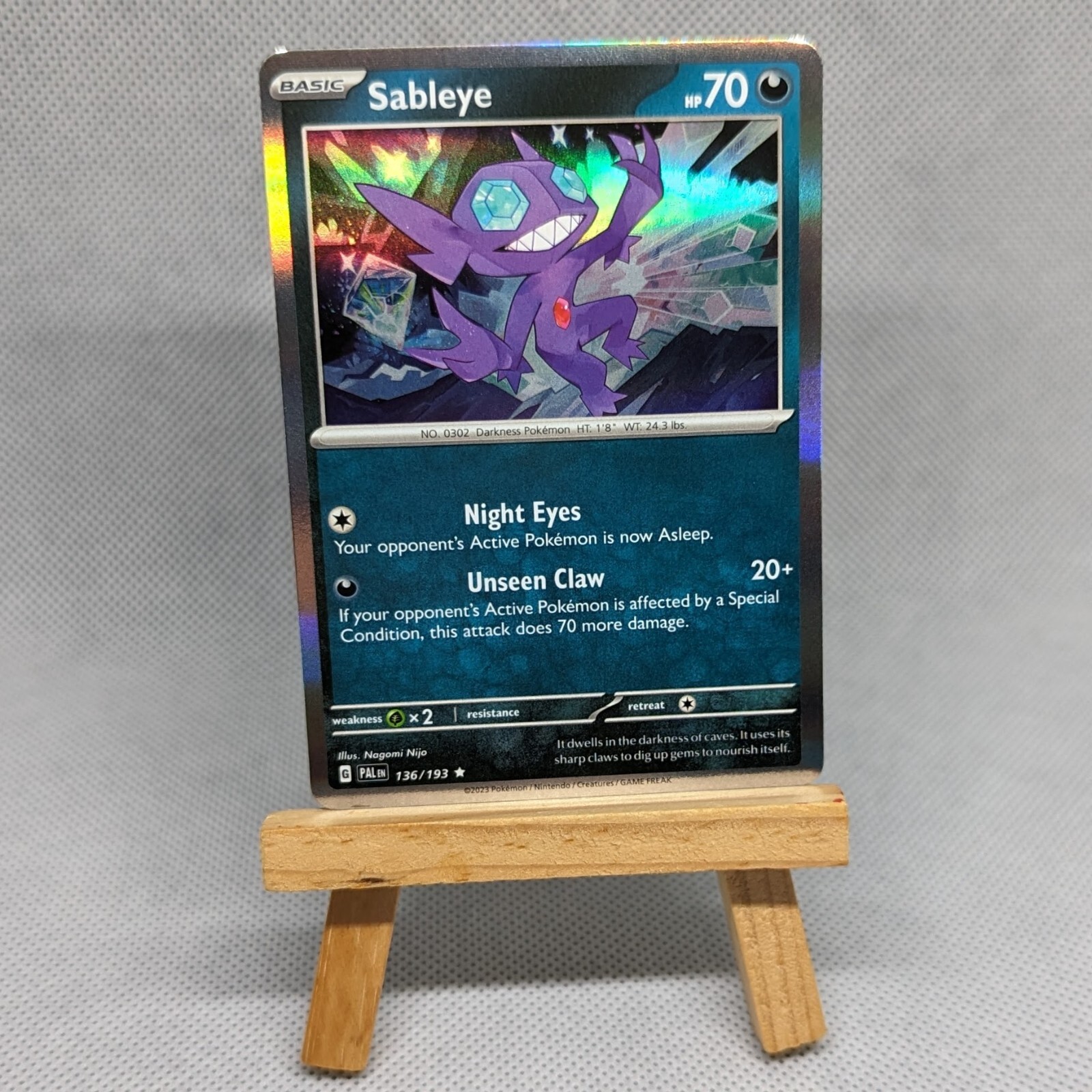 Sableye 136/193 - Paldea Evolved - Holo Rare - Pokemon Card TCG - NM/M