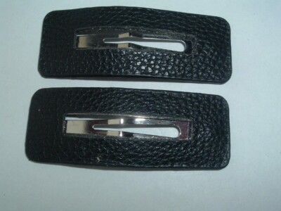 BLACK VINYL SNAP HAIR BARRETTES UP DO ACCESSORY