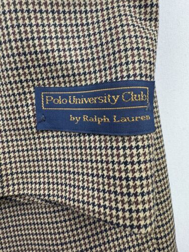 Polo University Club Ralph Lauren Blazer Size 43R Houndstooth Wool Beige Factory - Picture 3 of 19